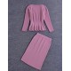  Women's Casual/Daily Street chic Fall Set Skirt,Solid V Neck Long Sleeve Cotton Medium