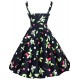 Women's Going out Vintage A Line / Skater Dress,Floral Strap Knee-length Sleeveless White / Black Cotton All Seasons