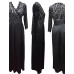 Women's Party/Cocktail Sexy Plus Size / Lace Dress,Solid V Neck Maxi ? Length Sleeve Black Polyester Spring