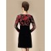 Women's Casual/Daily Simple Sheath Dress,Embroidered Round Neck Above Knee Long Sleeve Red / Orange Polyester Spring