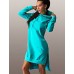 Women's Casual/Daily / Plus Size Dress,Solid Round Neck / Hooded Above Knee Long Sleeve Blue / Black / Gray Polyester Fall Micro-elastic