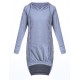Women's Casual/Daily / Plus Size Dress,Solid Round Neck / Hooded Above Knee Long Sleeve Blue / Black / Gray Polyester Fall Micro-elastic